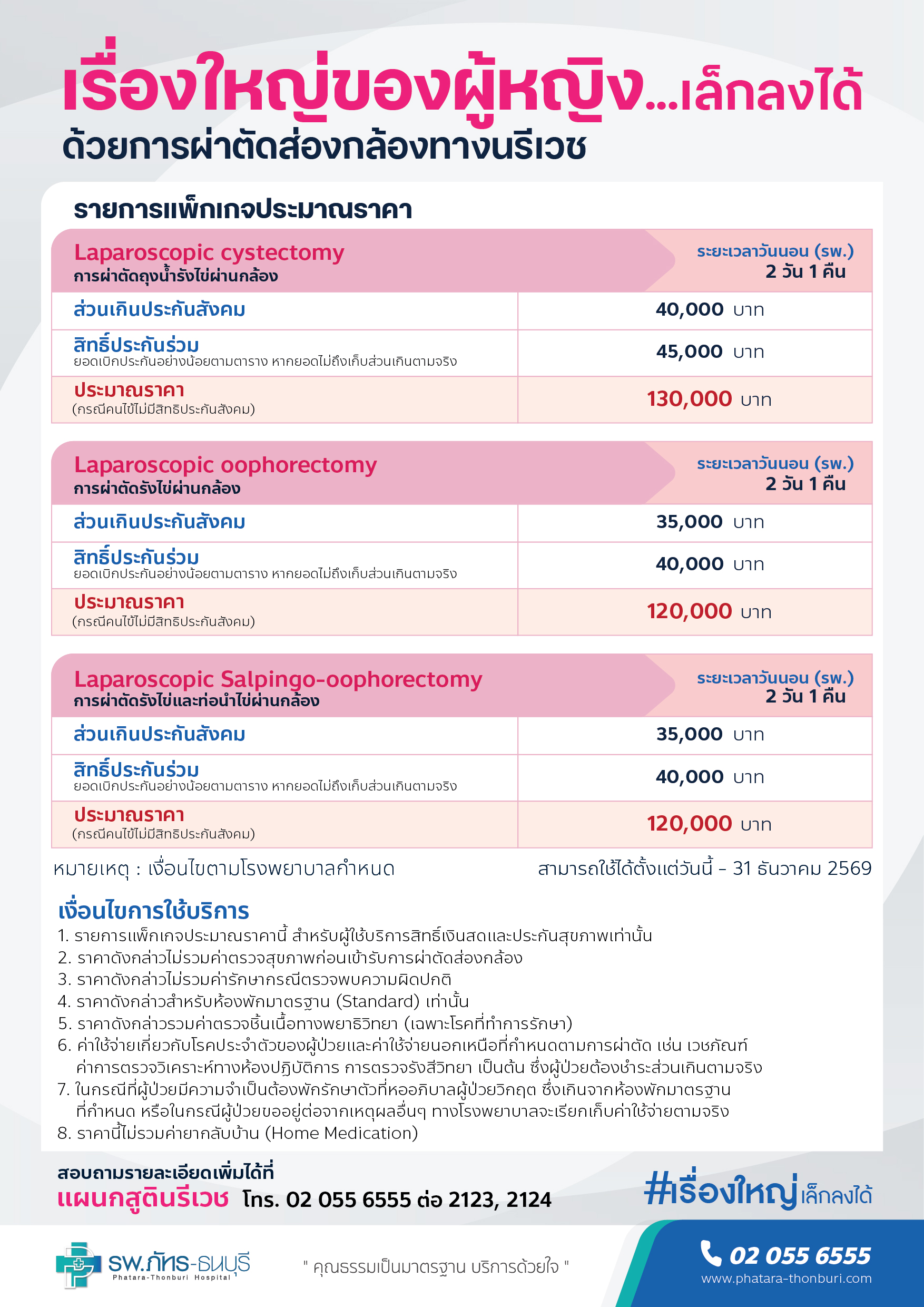 แพ็คเกจการผ่าตัดส่องกล้องทางนรีเวช